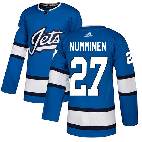 Adidas Winnipeg Jets #27 Teppo Numminen Blue Alternate Authentic Stitched Jersey Men's