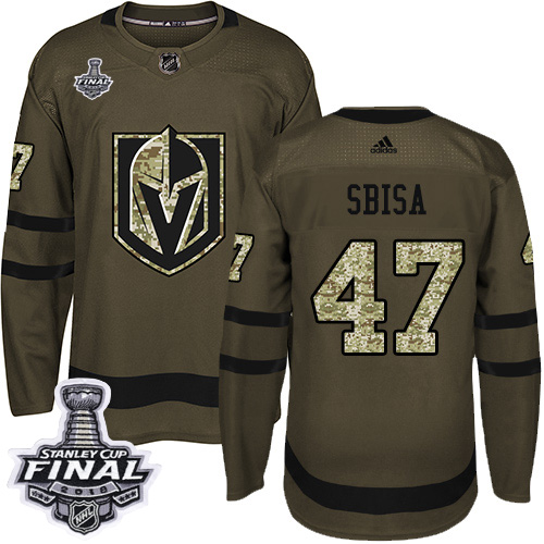 Adidas Golden Vegas Golden Knights #47 Luca Sbisa Green Salute to Service 2018 Stanley Cup Final Stitched Jersey Men's