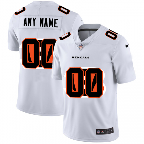 Cincinnati Bengals Custom White Men's Team Logo Dual Overlap Limited Jersey