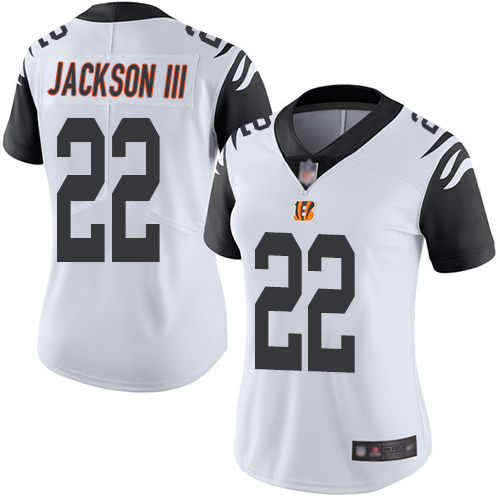 Cincinnati Bengals #22 William Jackson III White Women's Stitched Limited Rush Jersey Womens