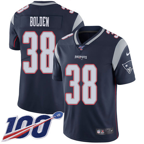 New England Patriots #38 Brandon Bolden Navy Blue Team Color Men's Stitched 100th Season Vapor Limited Jersey Men's