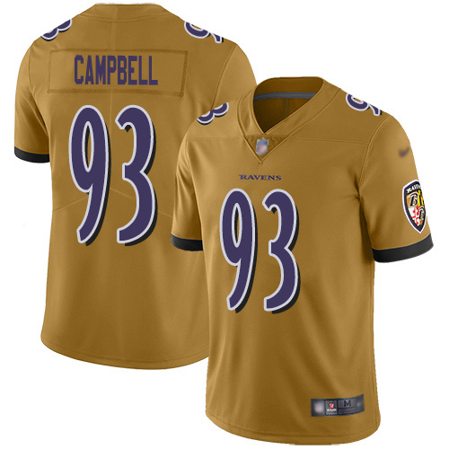 Baltimore Ravens #93 Calais Campbell Gold Men's Stitched Limited Inverted Legend Jersey Men's