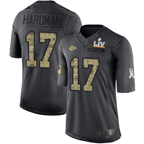 Kansas City Chiefs #17 Mecole Hardman Black Youth Super Bowl LV Bound Stitched Limited 2016 Salute to Service Jersey Youth