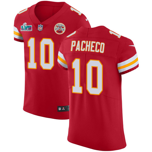 Chiefs #10 Isiah Pacheco Red Team Color Super Bowl LVII Patch Men's Stitched Vapor Untouchable Elite Jersey