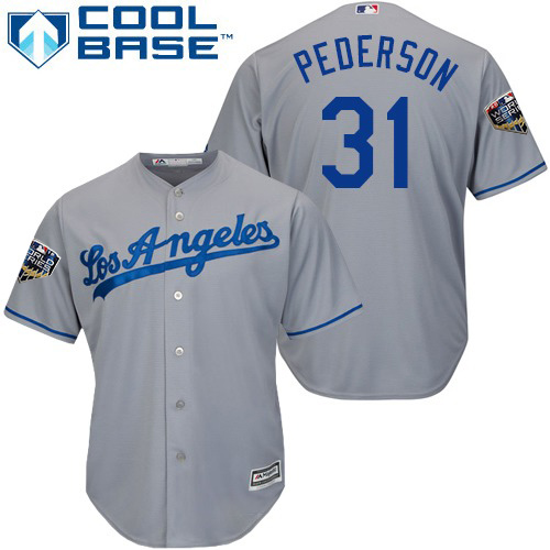 Los Angeles Dodgers #31 Joc Pederson Grey Cool Base 2018 World Series Stitched Youth Jersey Youth