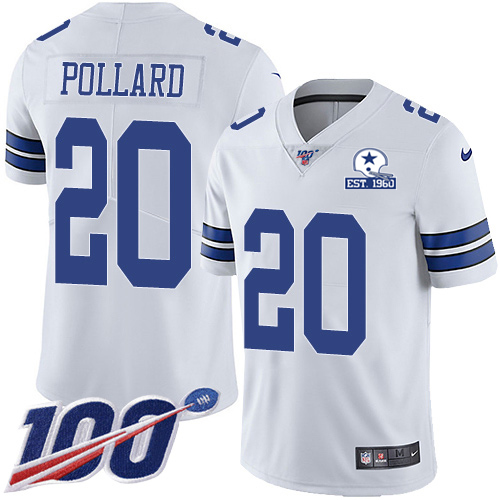 Cowboys #20 Tony Pollard White Men's Stitched With Established In 1960 Patch 100th Season Vapor Untouchable Limited Jersey