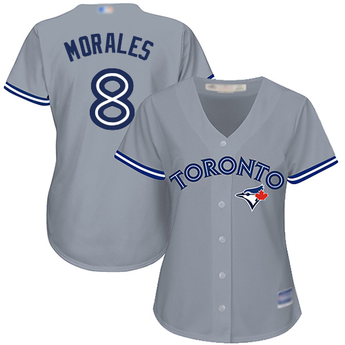 Toronto Blue Jays #8 Kendrys Morales Grey Road Women's Stitched Jersey Womens