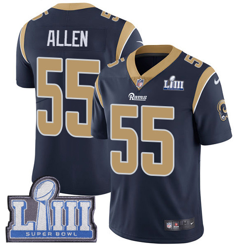 Los Angeles Rams #55 Brian Allen Navy Blue Team Color Super Bowl LIII Bound Men's Stitched Vapor Untouchable Limited Jersey Men's