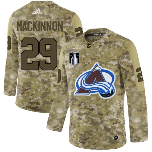Adidas Colorado Avalanche #29 Nathan MacKinnon Camo 2022 Stanley Cup Final Patch Authentic Stitched Jersey Men's