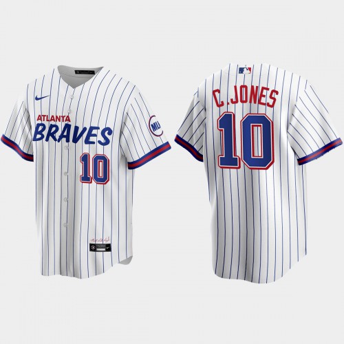 Atlanta Atlanta Braves #10 Chipper Jones White Men's 2021 City Connect Replica Jersey Men's
