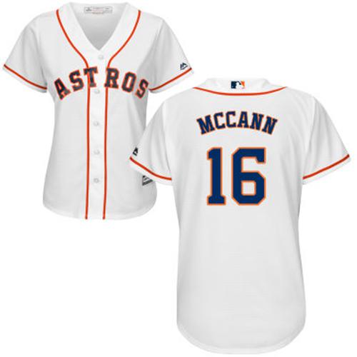 Houston Astros #16 Brian McCann White Home Women's Stitched Jersey Womens