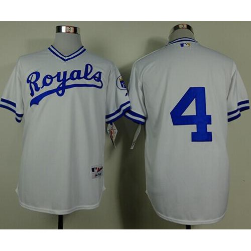 Kansas City Royals #4 Alex Gordon White 1974 Turn Back The Clock Stitched Jersey Men's