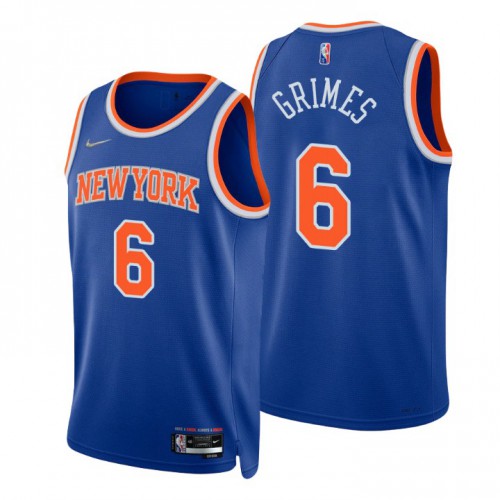 New York Knicks #6 Quentin Grimes Blue Mens 2021-22 75th Anniversary Diamond Swingman Jersey - Icon Edition Mens