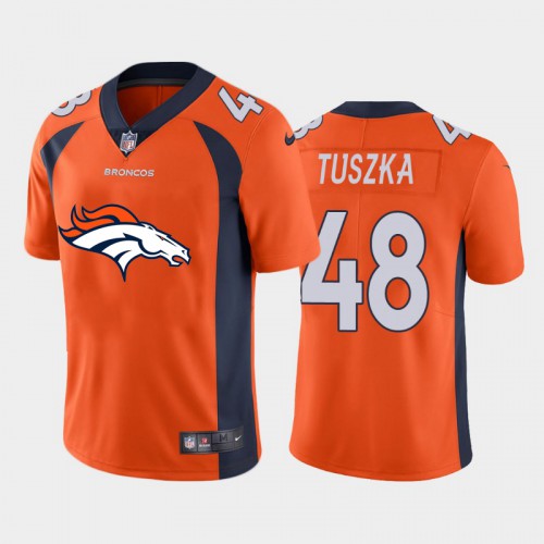 Denver Denver Broncos #48 Derrek Tuszka Orange Men's Big Team Logo Vapor Limited Jersey Men's