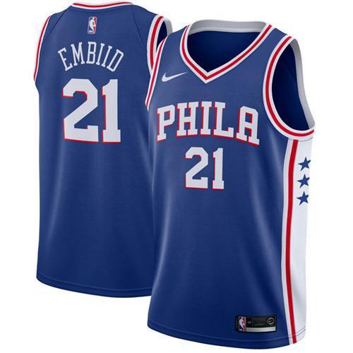 Philadelphia 76ers #21 Joel Embiid Blue Youth Swingman Icon Edition Jersey Youth