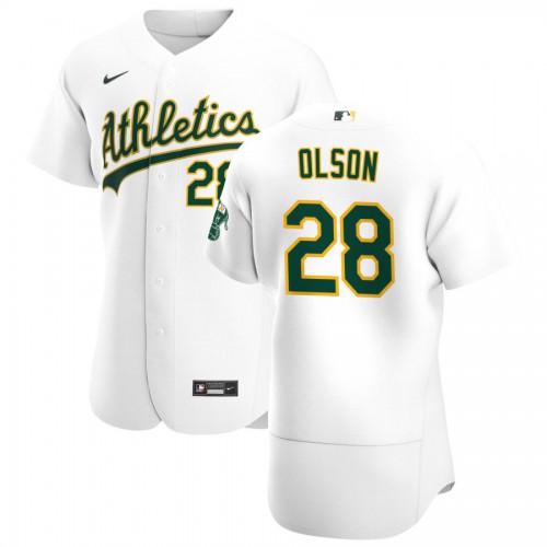 Oakland Oakland Athletics #28 Matt Olson Men's White Home 2020 Authentic Player Jersey Men's