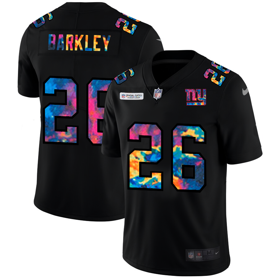 New York Giants #26 Saquon Barkley Men's Multi-Color Black 2020 Crucial Catch Vapor Untouchable Limited Jersey