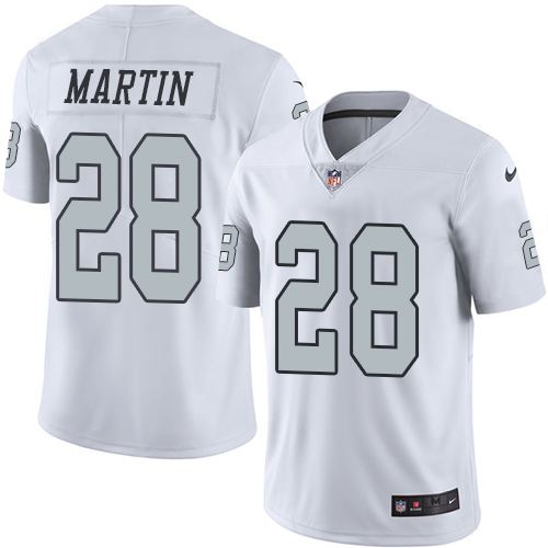 Las Vegas Raiders #28 Doug Martin White Men's Stitched Limited Rush Jersey Men's