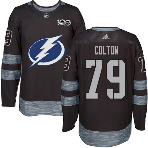 Adidas Tampa Bay Lightning #79 Ross Colton Black 1917-2017 100th Anniversary Stitched Jersey Men's