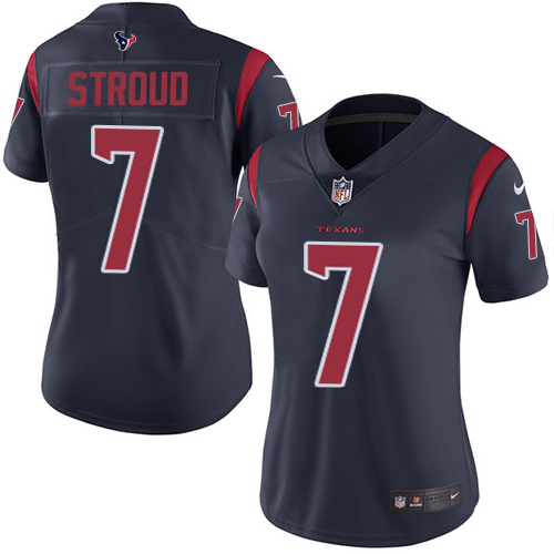 Texans #7 C.J. Stroud Navy Blue Women's Stitched Limited Rush Jersey