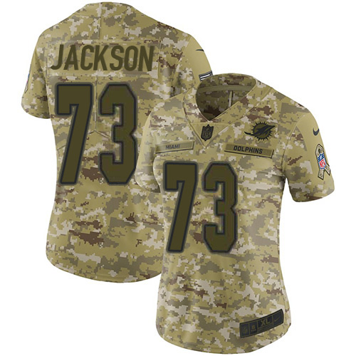 Miami Dolphins #73 Austin Jackson Camo Women's Stitched Limited 2018 Salute To Service Jersey Womens