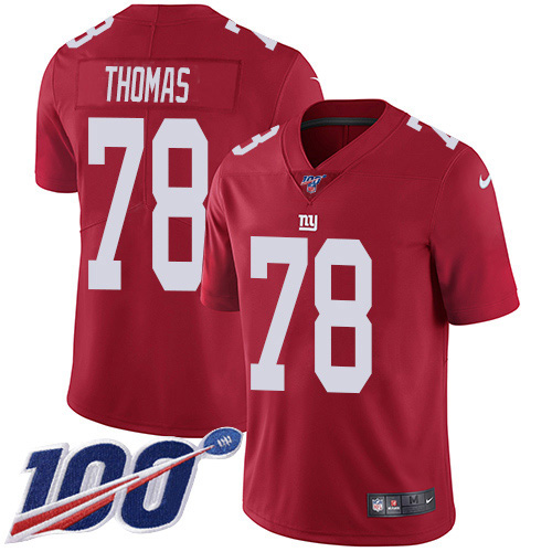 New York Giants #78 Andrew Thomas Red Alternate Men's Stitched 100th Season Vapor Untouchable Limited Jersey Men's