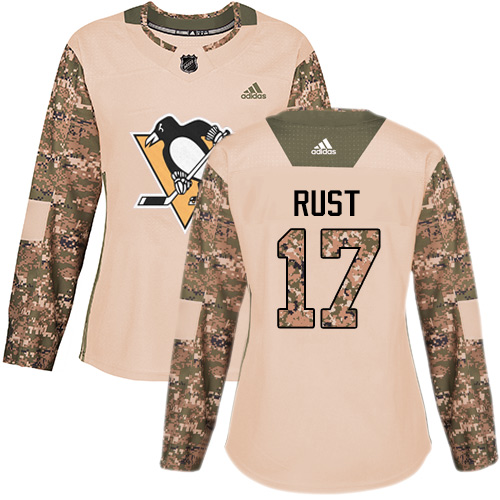 Adidas Pittsburgh Penguins #17 Bryan Rust Camo Authentic 2017 Veterans Day Women's Stitched Jersey Womens
