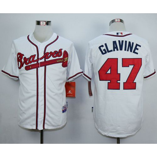 Atlanta Braves #47 Tom Glavine White Cool Base Stitched Jersey Men's