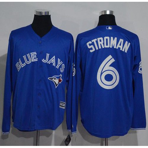 Toronto Blue Jays #6 Marcus Stroman Blue New Cool Base Long Sleeve Stitched Jersey Men's