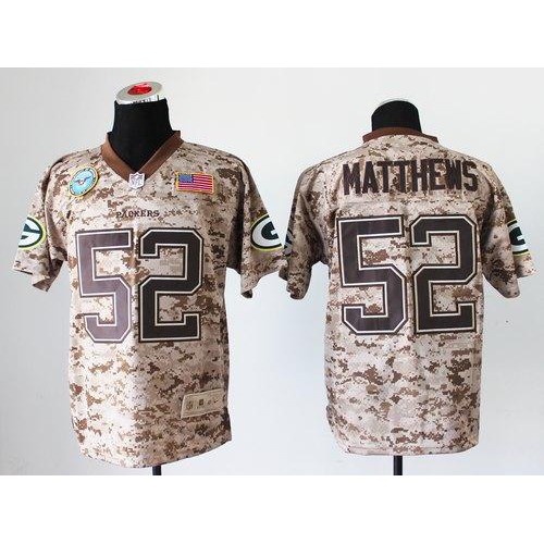 Green Bay Packers #52 Clay Matthews Camo Men's Stitched New Elite USMC Jersey Men's