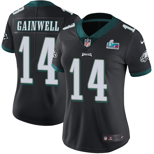 Eagles #14 Kenneth Gainwell Black Alternate Super Bowl LVII Patch Women's Stitched Vapor Untouchable Limited Jersey