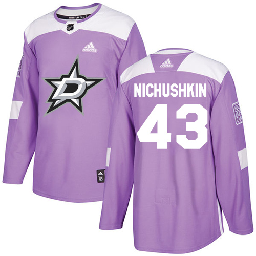 Adidas Dallas Stars #43 Valeri Nichushkin Purple Authentic Fights Cancer Stitched Jersey Men's