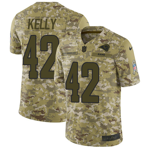 Los Angeles Rams #42 John Kelly Camo Men's Stitched Limited 2018 Salute To Service Jersey Men's