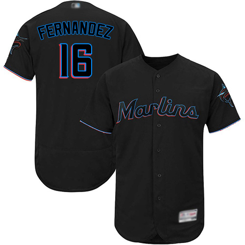 Miami Marlins #16 Jose Fernandez Black Flexbase Authentic Collection Stitched Jersey Men's