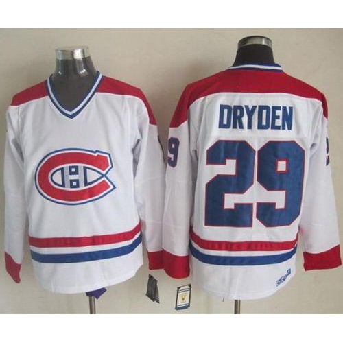 Montreal Canadiens #29 Ken Dryden White CH-CCM Throwback Stitched Jersey Men's