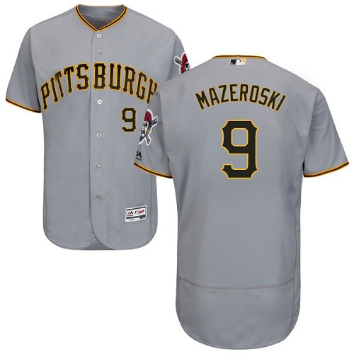 Pittsburgh Pirates #9 Bill Mazeroski Grey Flexbase Authentic Collection Stitched Jersey Men's