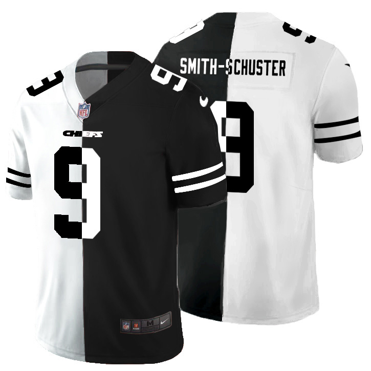 Kansas City Chiefs #9 JuJu Smith-Schuster Men's Black V White Peace Split Vapor Untouchable Limited Jersey