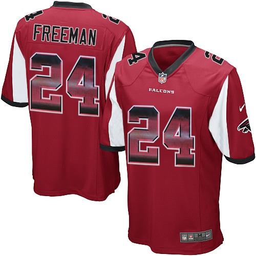 Atlanta Falcons #24 Devonta Freeman Red Team Color Men's Stitched Limited Strobe Jersey Men's