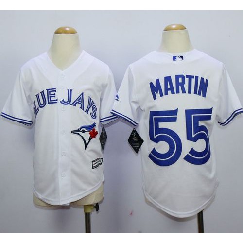 Toronto Blue Jays #55 Russell Martin White Cool Base Stitched Youth Jersey Youth