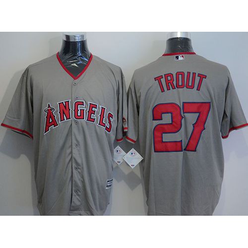 Los Angeles Angels of Anaheim #27 Mike Trout Grey New Cool Base Stitched Jersey Men's