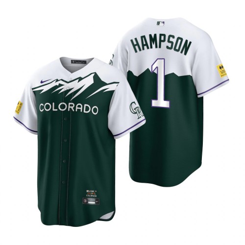 Colorado Colorado Rockies #1 Garrett Hampson Green Men's 2022 City Connect Game Jersey Men's