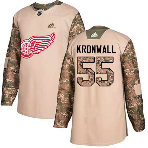 Adidas Detroit Red Wings #55 Niklas Kronwall Camo Authentic 2017 Veterans Day Stitched Jersey Men's