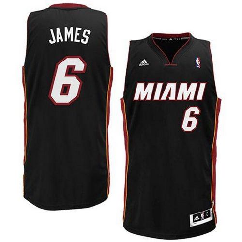 Miami Heat #6 LeBron James Black Revolution 30 Miami Stitched Jersey Mens