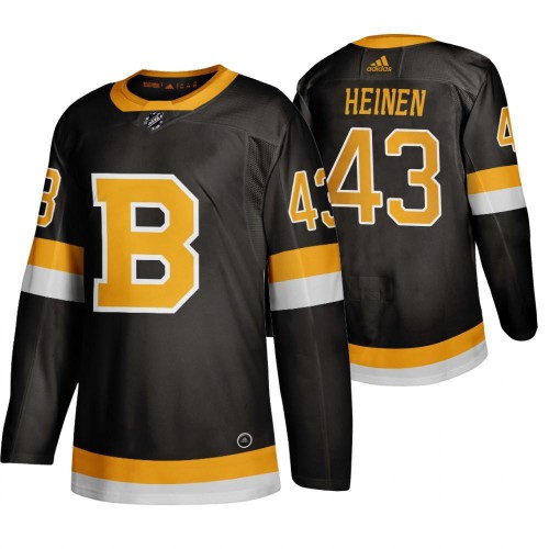 Adidas Boston Boston Bruins #43 Danton Heinen Black 2019-20 Authentic Third Stitched Jersey Men's