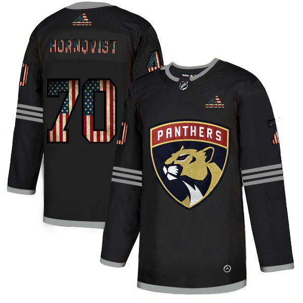 Florida Panthers #70 Patric Hornqvist Adidas Men's Black USA Flag Limited Jersey