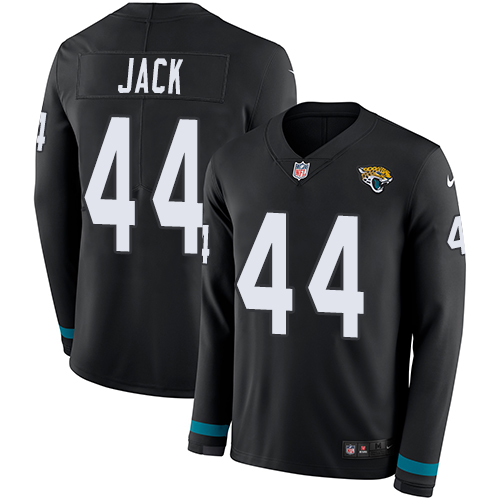 Jacksonville Jaguars #44 Myles Jack Black Team Color Men's Stitched Limited Therma Long Sleeve Jersey Men's