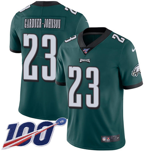 Eagles #23 C.J. Gardner-Johnson Green Team Color Youth Stitched 100th Season Vapor Untouchable Limited Jersey