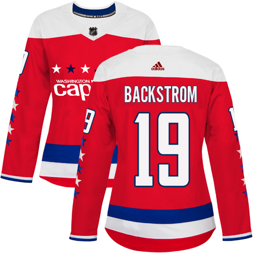 Adidas Washington Capitals #19 Nicklas Backstrom Red Alternate Authentic Women's Stitched Jersey Womens