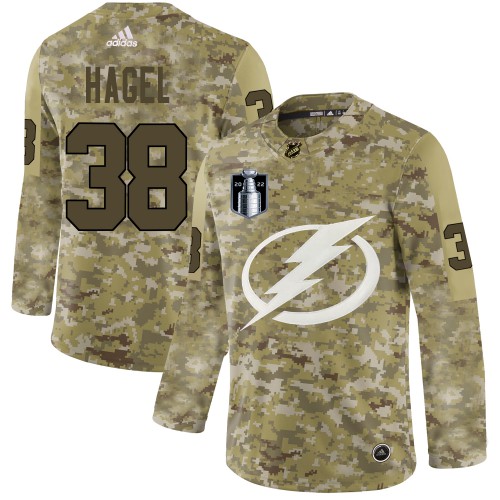 Adidas Tampa Bay Lightning #38 Brandon Hagel Camo 2022 Stanley Cup Final Patch Authentic Stitched Jersey Men's