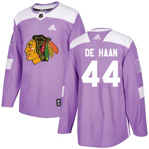 Adidas Chicago Blackhawks #44 Calvin De Haan Purple Authentic Fights Cancer Stitched Jersey Men's